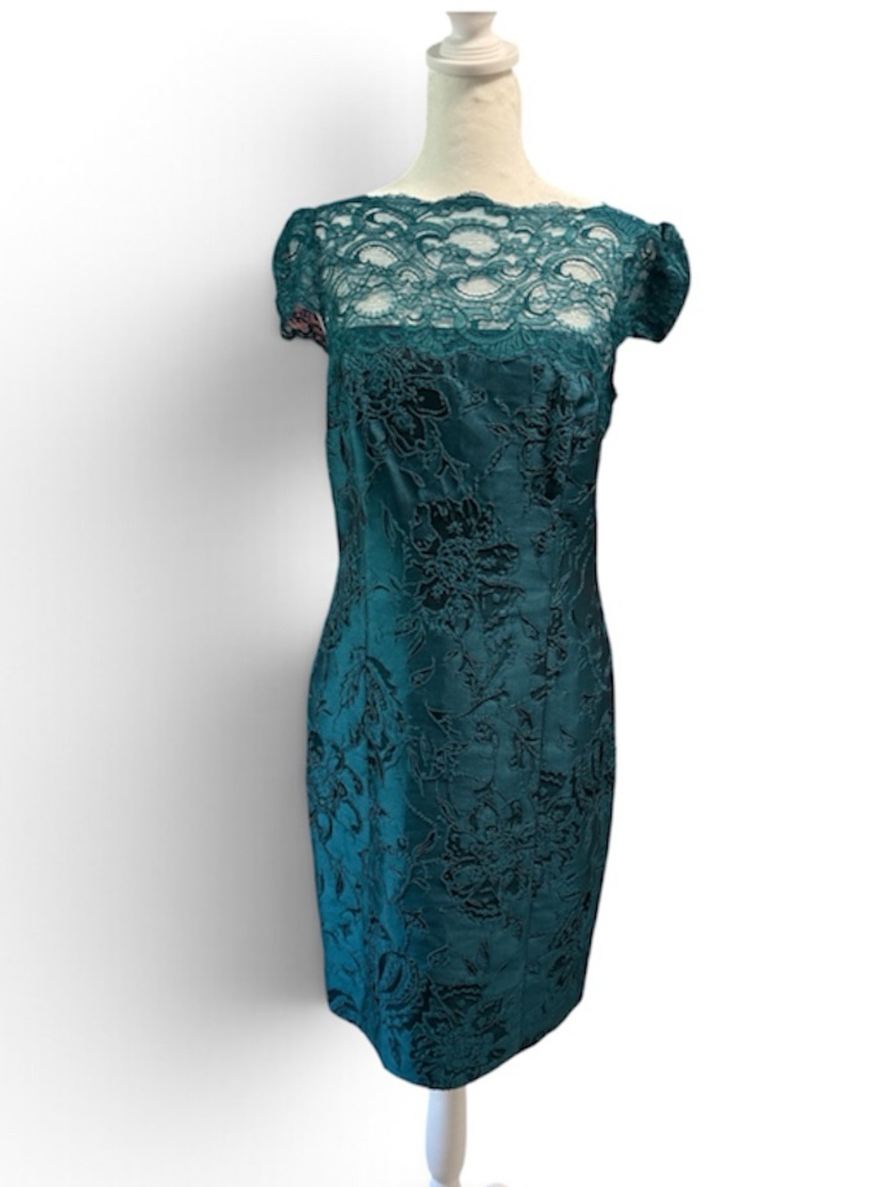 Rickie Freeman Teri Jon Lace Trim Sheath Dress-Size 4